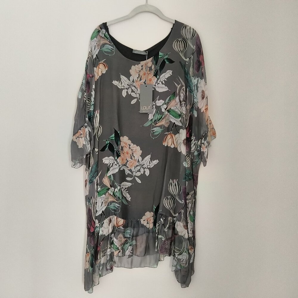 Lola Made in Italy Floral Silk Blend Dress NWT Size S